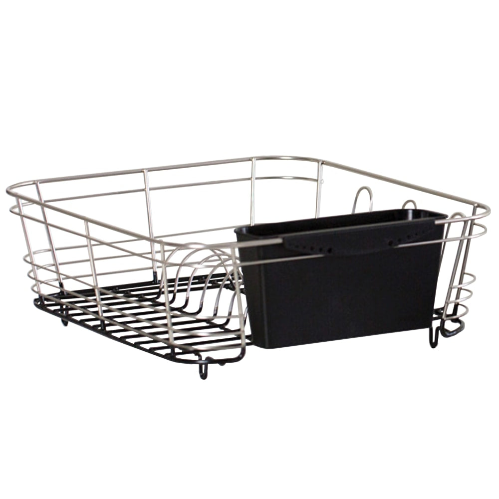 Better Houseware 2-Piece Stainless-Steel Dish Drainer, 5inH x 13inW x 14-1/2inD, Black