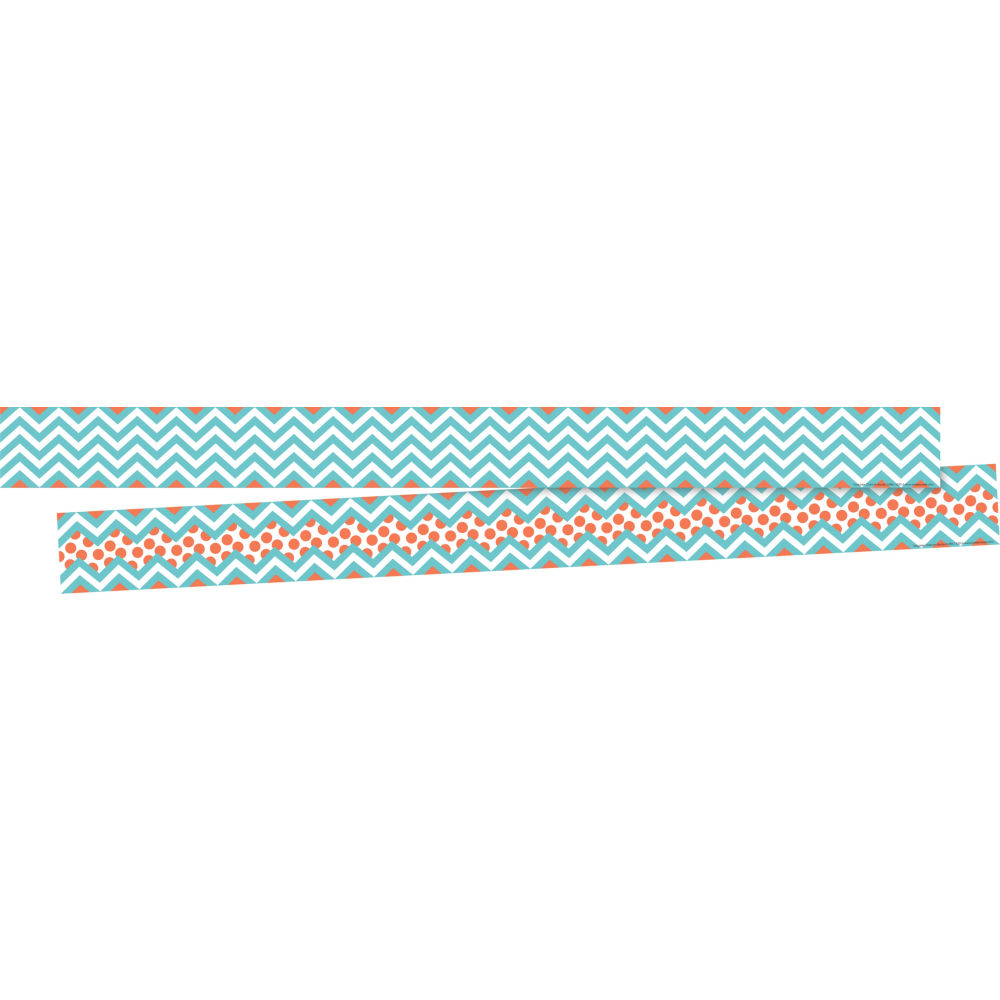 Barker Creek Double-Sided Straight-Edge Border Strips, 3in x 35in, Chevron Turquoise, Pack Of 12