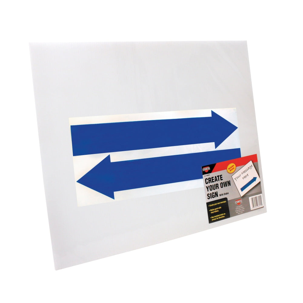 Cosco Large Blank Sign With Vinyl Arrows And Stake, 19in X 15in, White