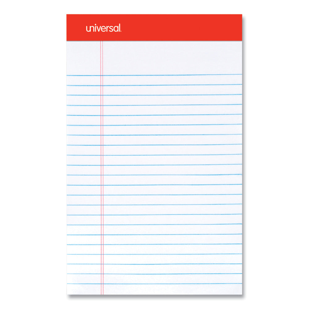 Universal Perforated Ruled Writing Pads, Narrow Rule, 5in x 8in, White, Pack Of 12 Pads