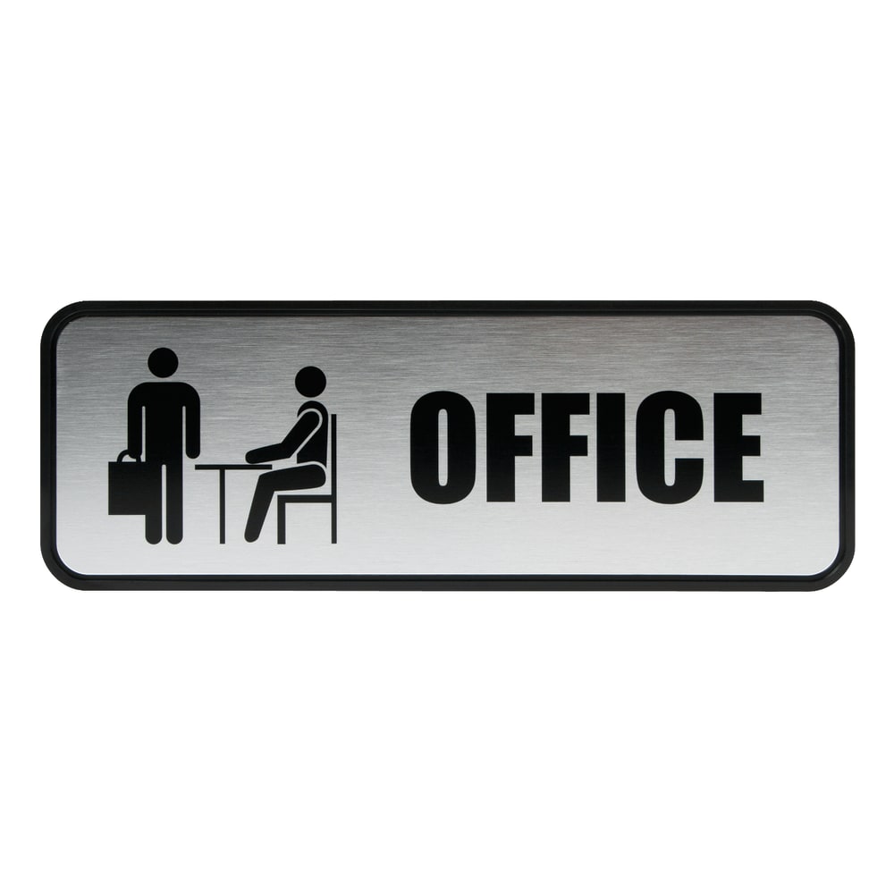 Cosco Brushed Metal "Office" Sign, 3in x 9in