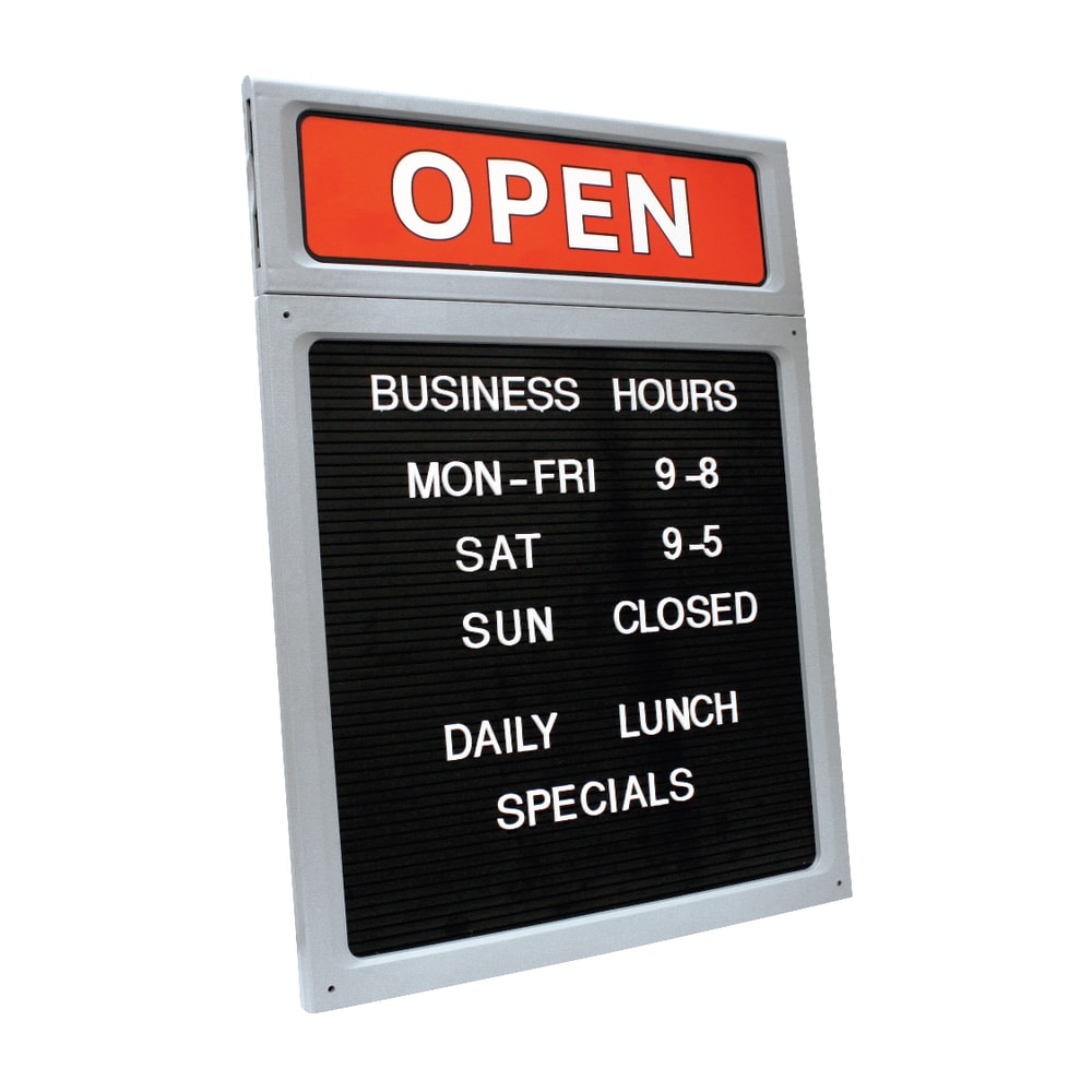 Cosco Upscale "Open/Closed" Letterboard Sign, 20inH x 15inW, Black/Red/White