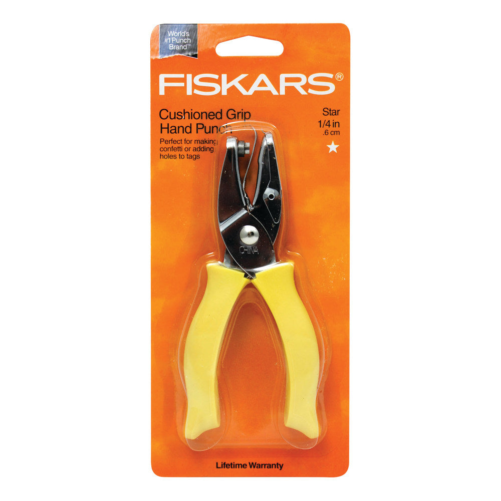 Fiskars Hand Punches, 1/4in Star, Yellow, Pack Of 3