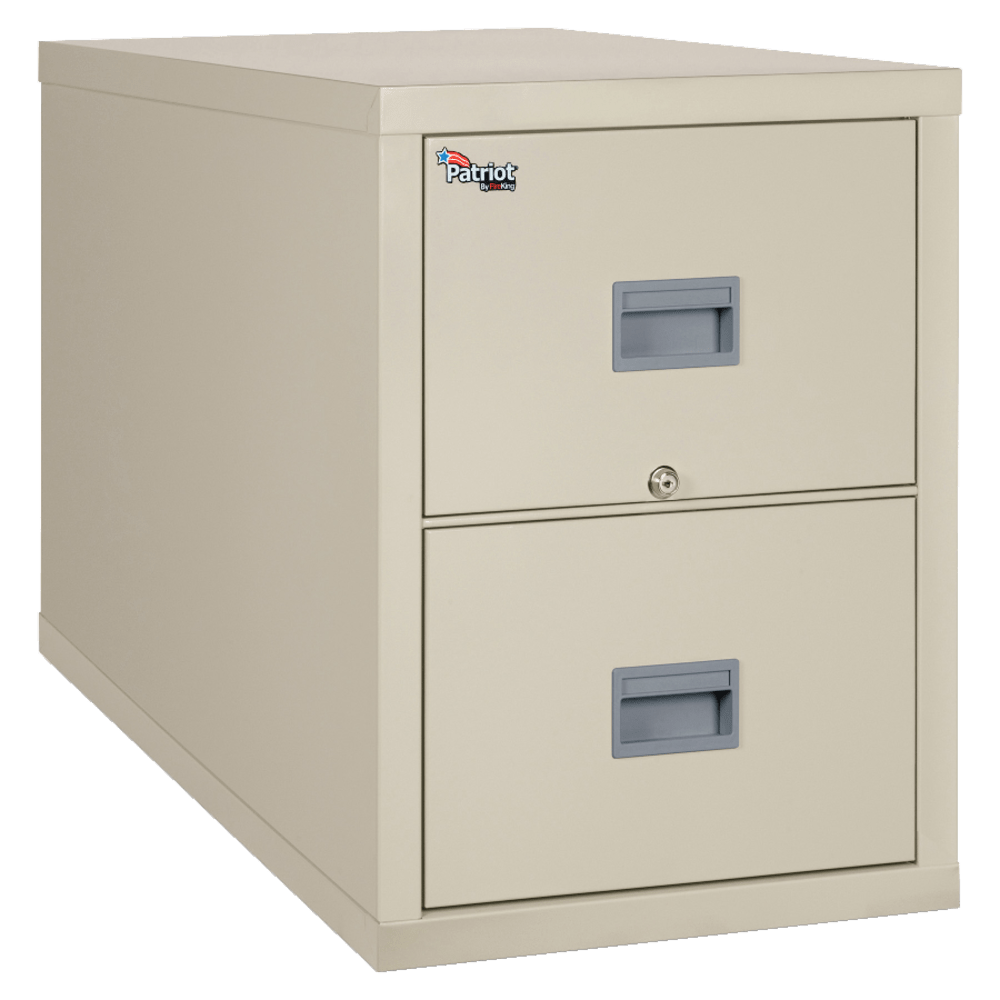 FireKing Patriot 31-5/8inD Vertical 2-Drawer Legal-Size File Cabinet, Parchment, Dock To Dock Delivery