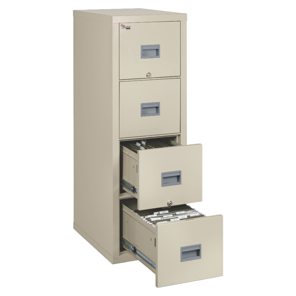 FireKing Patriot 25inD Vertical 4-Drawer Fireproof File Cabinet, Metal, Parchment, Dock To Dock Delivery