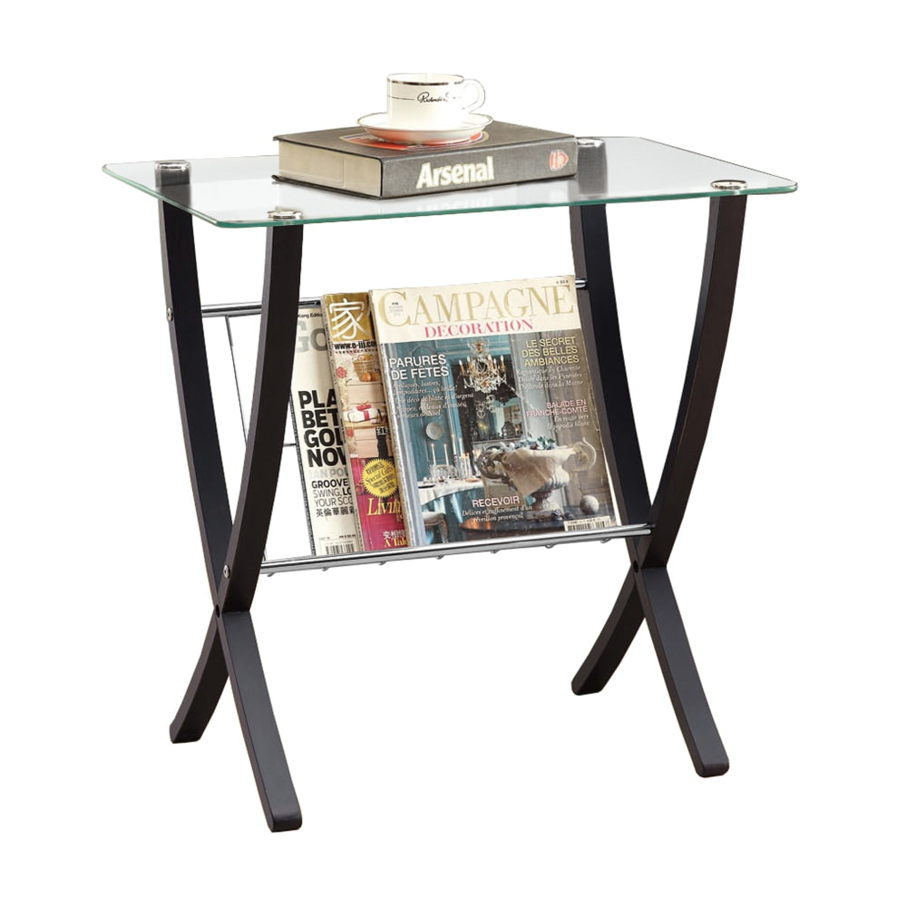 Monarch Specialties Shelby Accent Table, 24-1/2inH x 24inW x 16-1/4inD, Cappuccino