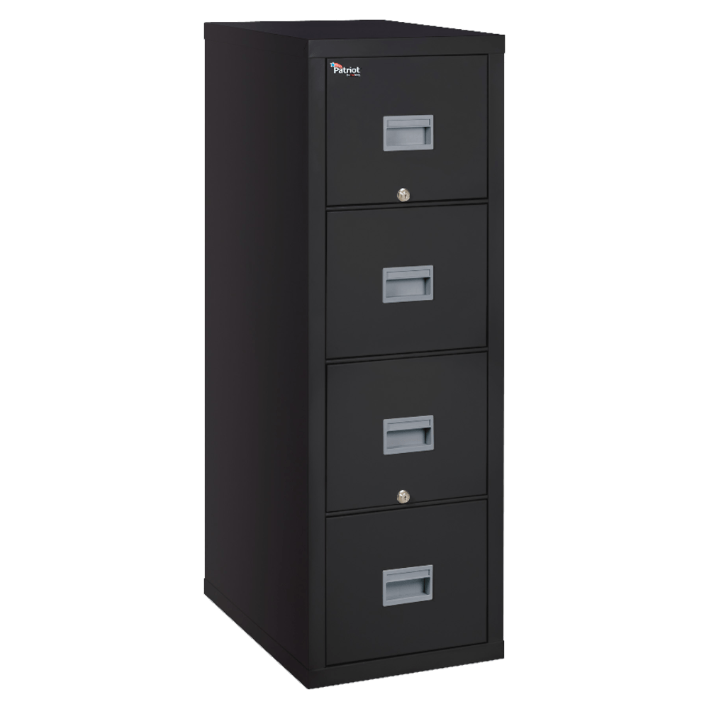 FireKing Patriot 31-5/8inD Vertical 4-Drawer Legal-Size File Cabinet, Black, Dock-to-Dock Delivery