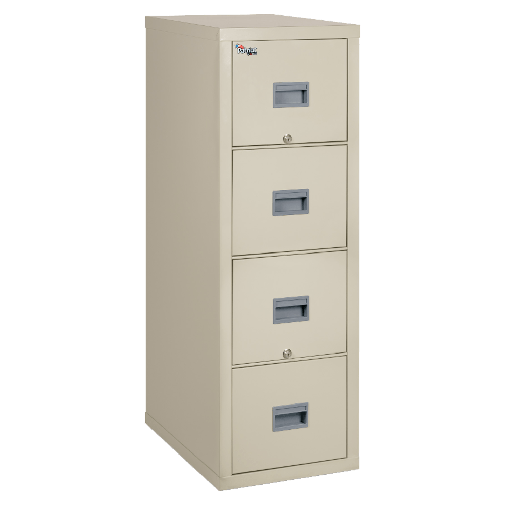 FireKing Patriot 31-5/8inD Vertical 4-Drawer Legal-Size File Cabinet, Parchment, Dock To Dock Delivery