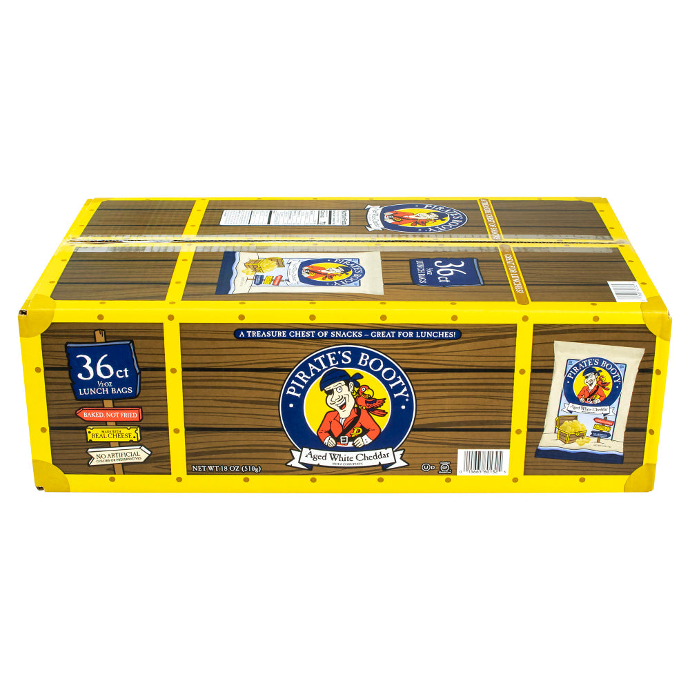 Pirates Booty Natural Aged White Cheddar Popcorn, 0.5-Oz Bag, Pack Of 36