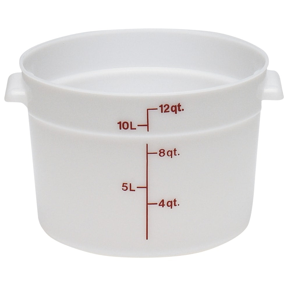 Cambro Poly Round Food Storage Containers, 12 Qt, White, Pack Of 6 Containers