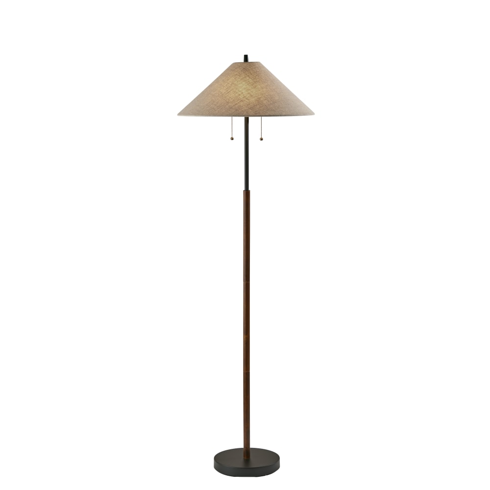 Adesso Palmer Floor Lamp, 62inH, Light Brown/Black/Walnut