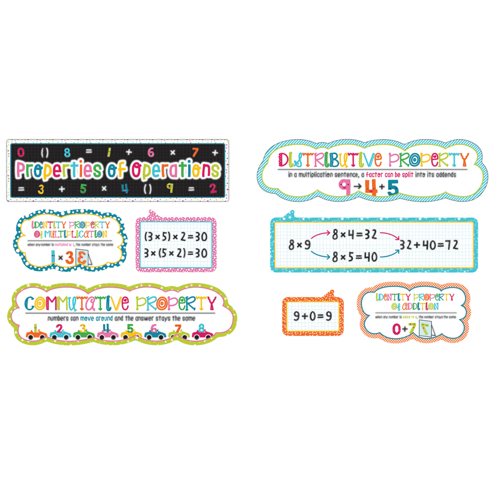 Carson-Dellosa School Pop Properties Of Operations Mini Bulletin Board Set, Multicolor, Grades 1-4