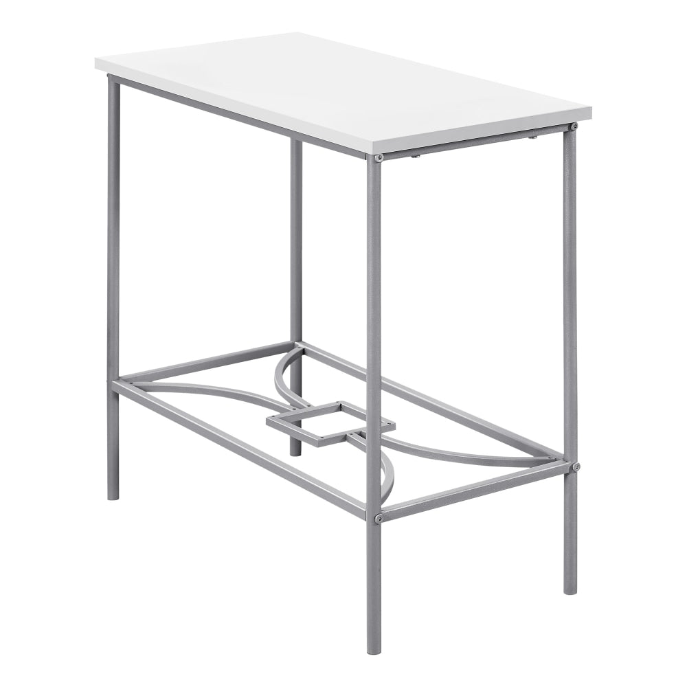 Monarch Specialties Heidi Accent Table, 22inH x 23-3/4inW x 11-3/4inD, White/Silver