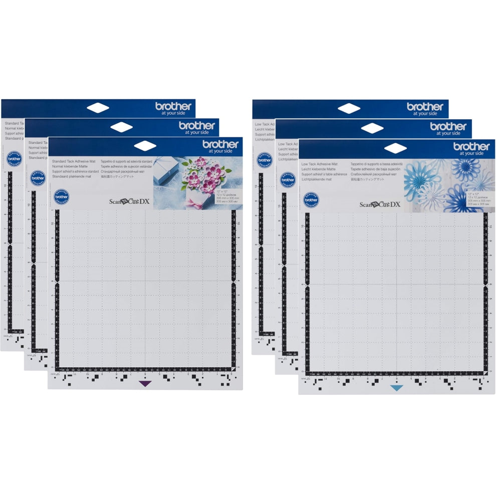 Brother ScanNCut DX Standard/Low-Tack Adhesive Mats, 12in x 12in, Set Of 6 Mats