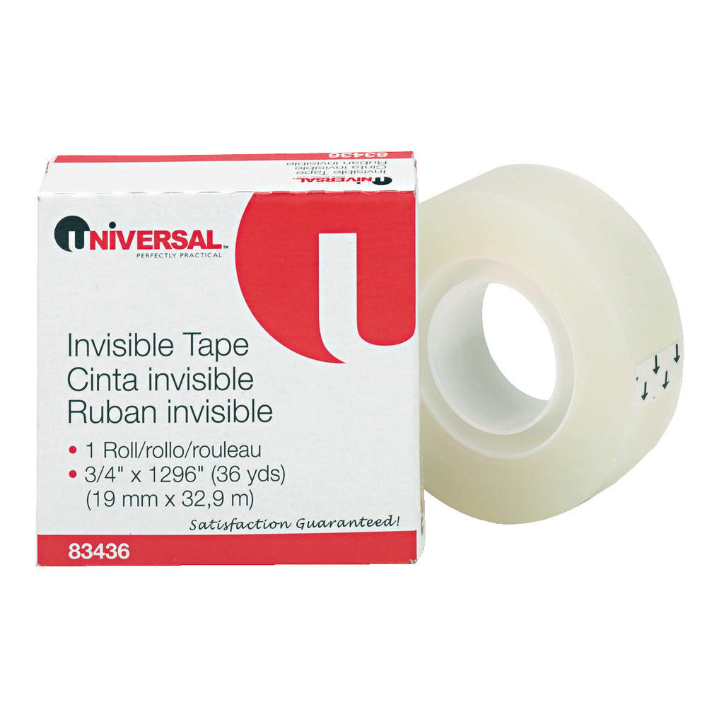 Universal Invisible Tape, 3/4in x 3,888in, Clear