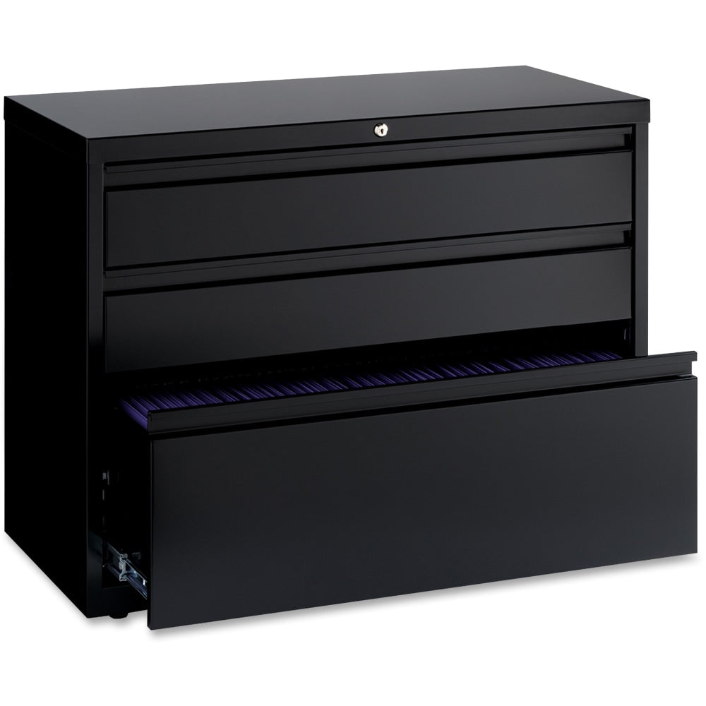 Lorell 36inW x 18-5/8inD Lateral 3-Drawer File Cabinet, Black