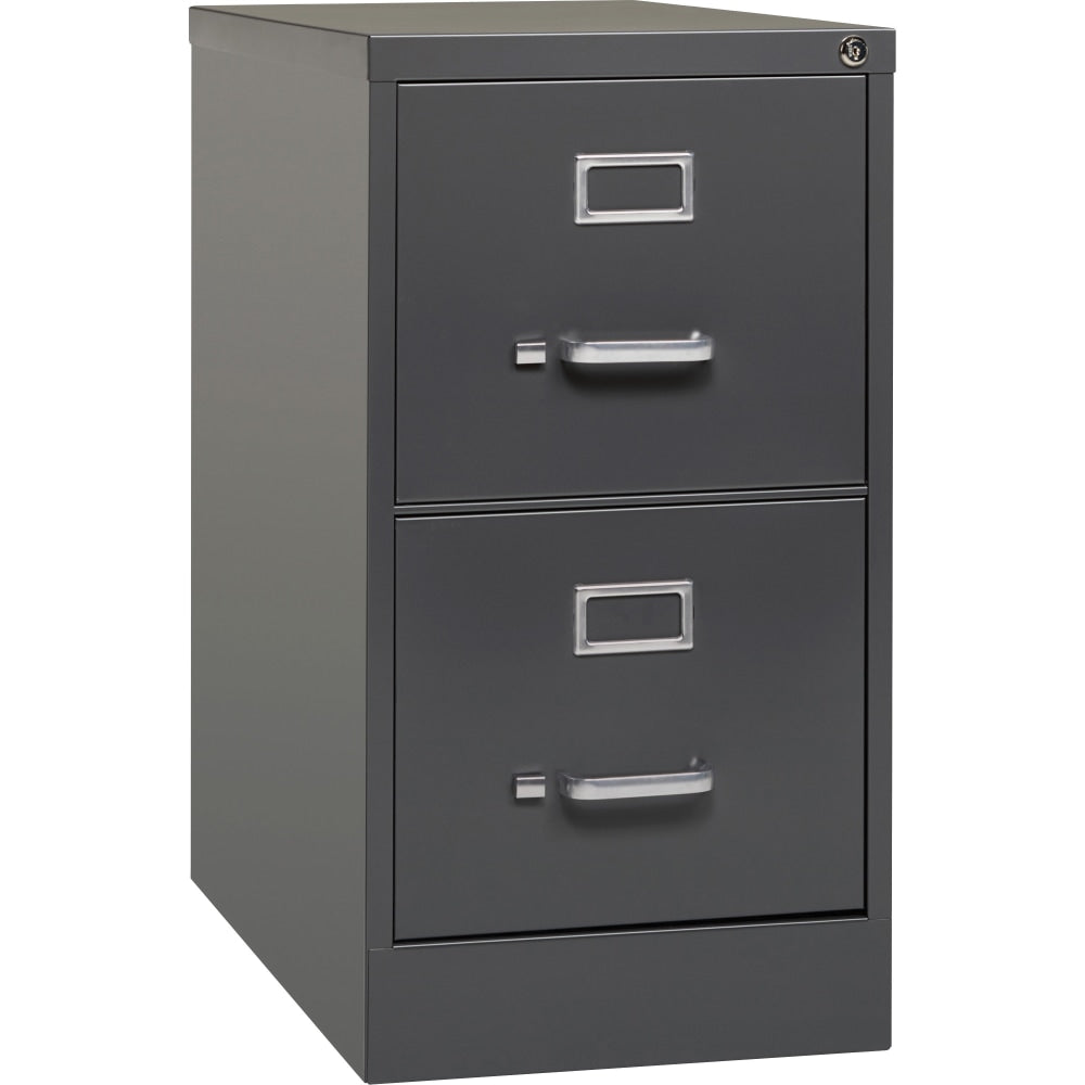 Lorell Fortress 26-1/2inD Vertical 2-Drawer Letter-Size File Cabinet, Charcoal