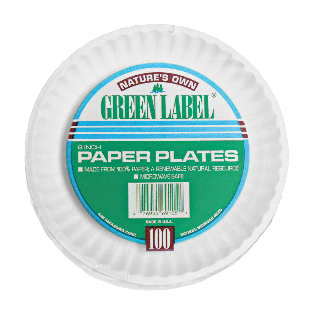 AJM Plates, 9in, White, 100 Per Pack, 12 Packs Per Carton