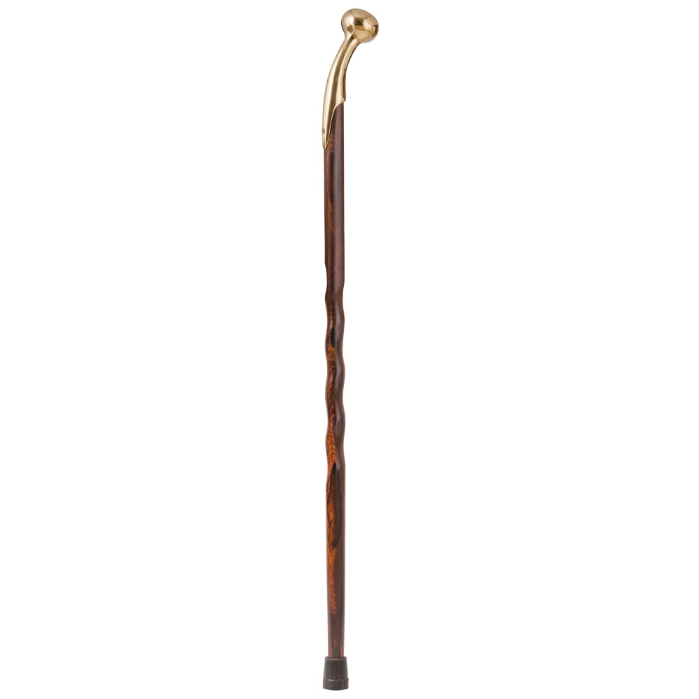 Brazos Walking Sticks Twisted Cocobolo Walking Cane With Brass Hame Top, 37in