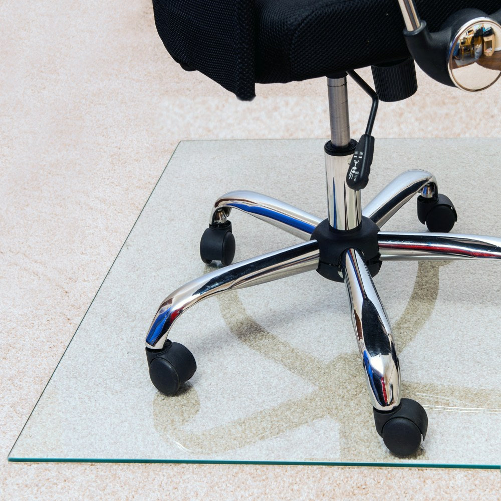 Floortex Glaciermat Heavy-Duty Glass Chair Mat For Hard Floors And Carpets, 36in x 42in, Crystal Clear