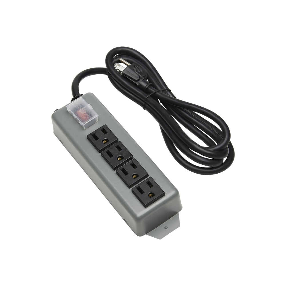 Tripp Lite Waber Industrial Power Strip 4 outlet 6ft Cord Locking Switch Cover - Power distribution strip - 15 A - AC 120 V - input: NEMA 5-15 - output connectors: 4 (NEMA 5-15) - 6 ft cord - blue gray