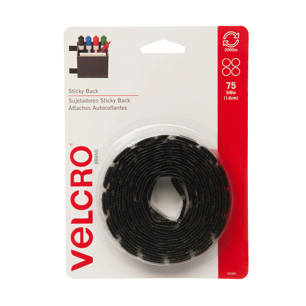 VELCRO Brand VELCRO Brand Sticky Back Tape - 60 mil Width x 0.06in Length - 50 / Pack - Black