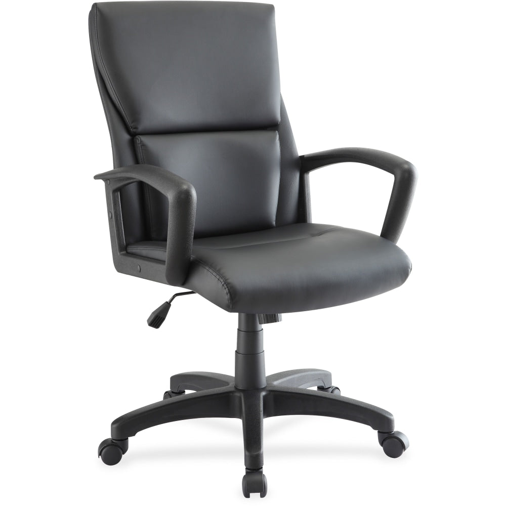 Lorell European Ergonomic Bonded Leather Mid-Back Executive Chair, Black