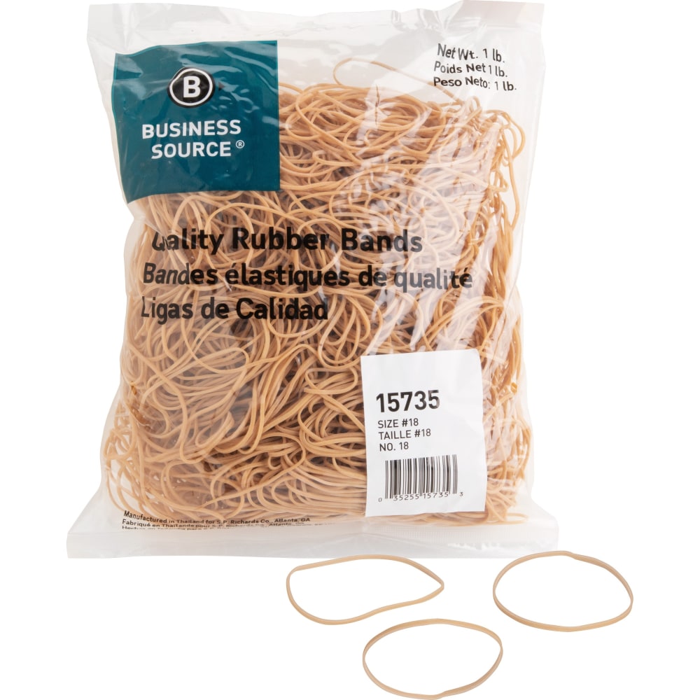 Business Source Quality Rubber Bands - Size: #18 - 3in Length x 0.1in Width - Sustainable - 1480 / Pack - Rubber - Crepe