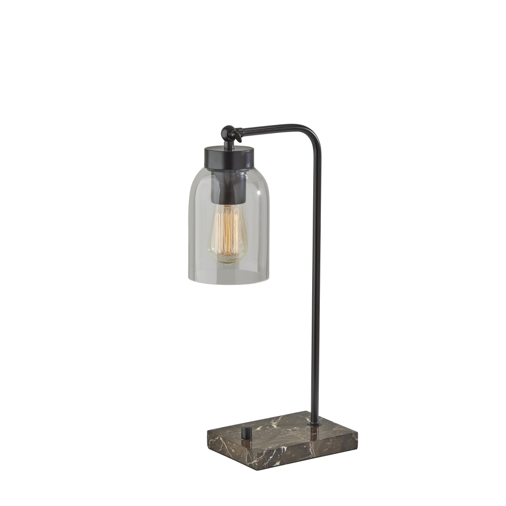 Adesso Bristol Desk Lamp, 19inH, Brown Base/Clear Shade
