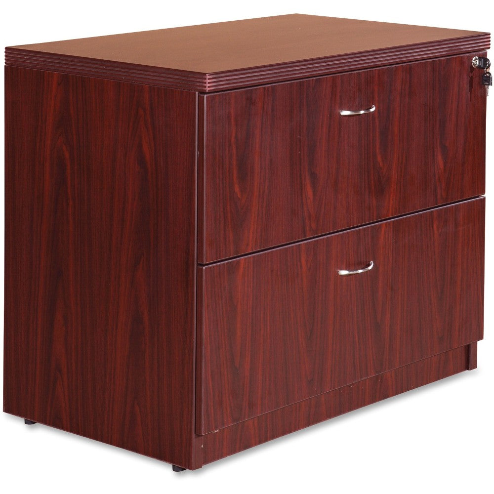 Lorell Chateau 36inW x 22inD Lateral 2-Drawer File Cabinet, Mahogany