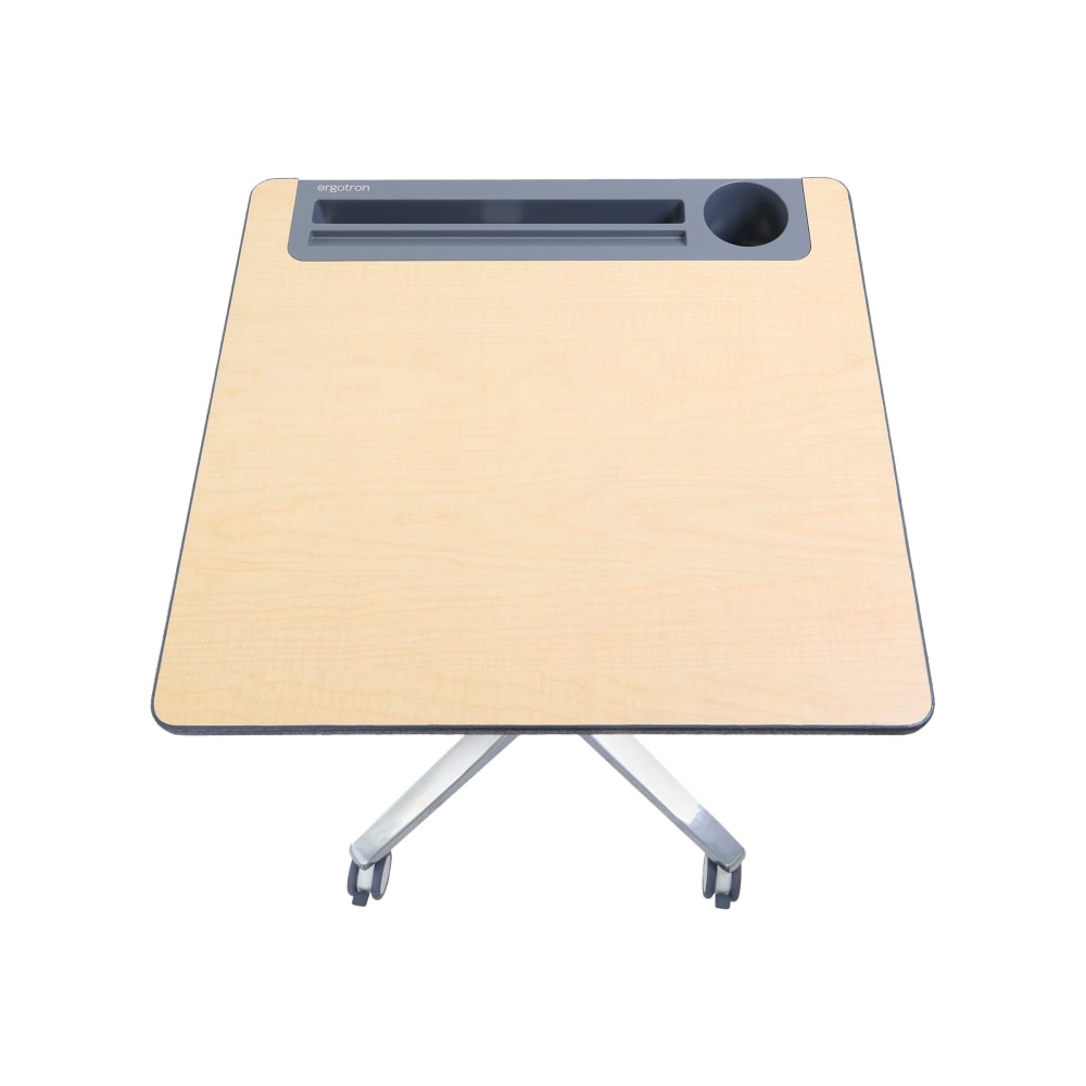 Ergotron - Sit/standing desk - mobile - rectangular with contoured corners - gray, maple