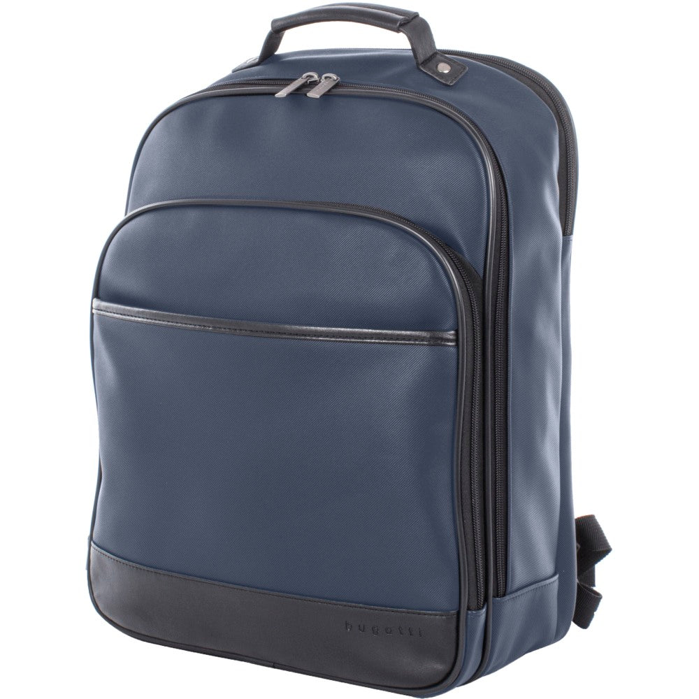 Bugatti Gin & Twill Textured Vegan Leather Backpack With 15.6in Laptop Pocket, Navy