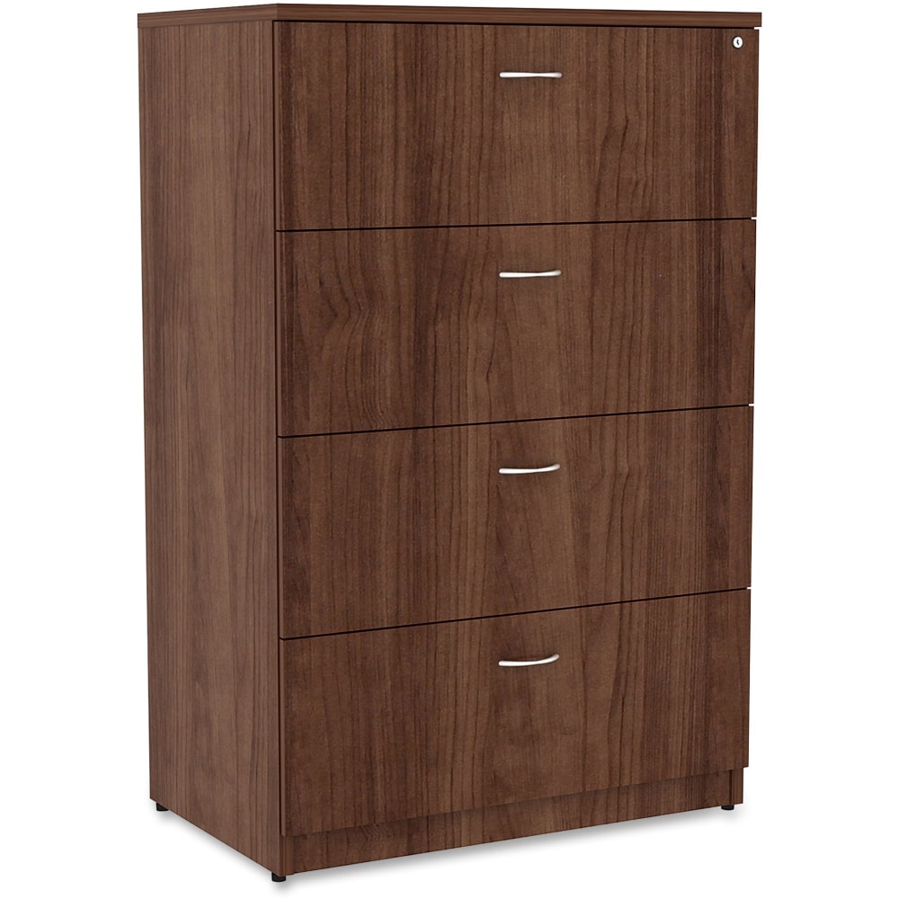 Lorell Essentials 35-1/2inW x 22inD Lateral 4-Drawer File Cabinet, Walnut