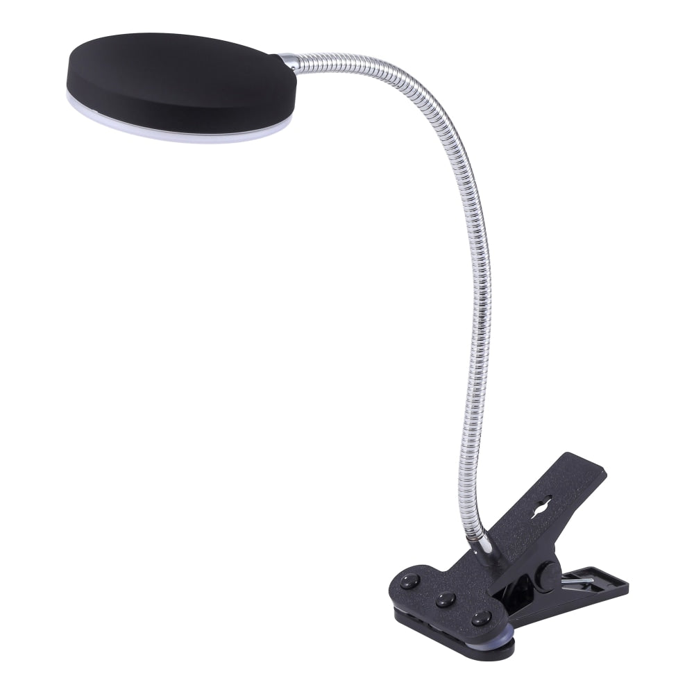 Bostitch Metal Gooseneck Clamp-On LED Desk Lamp, 13-9/16inH, Black
