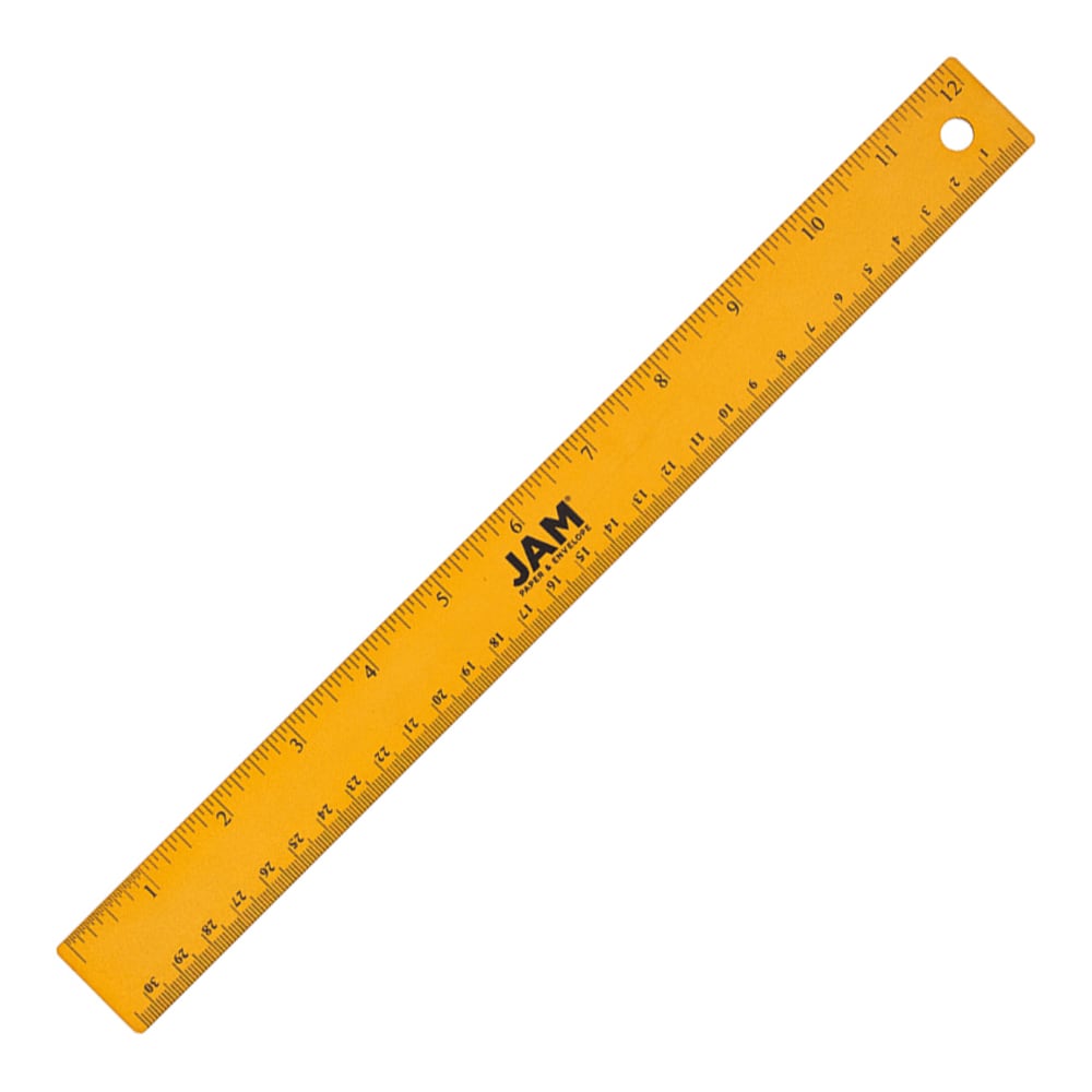 JAM Paper Non-Skid Stainless-Steel Ruler, 12in, Gold