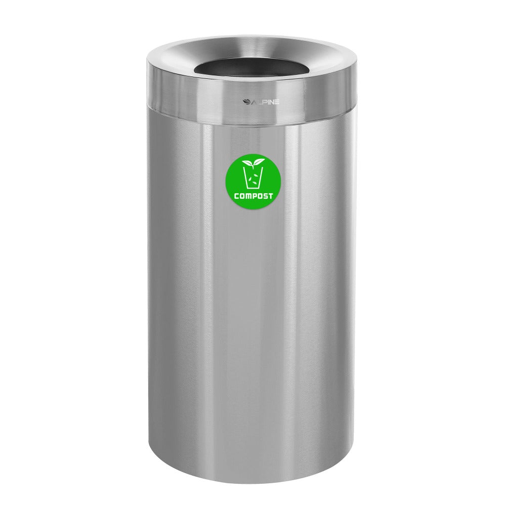 Alpine Industries Stainless Steel Compost Can, 27 Gallons, Silver