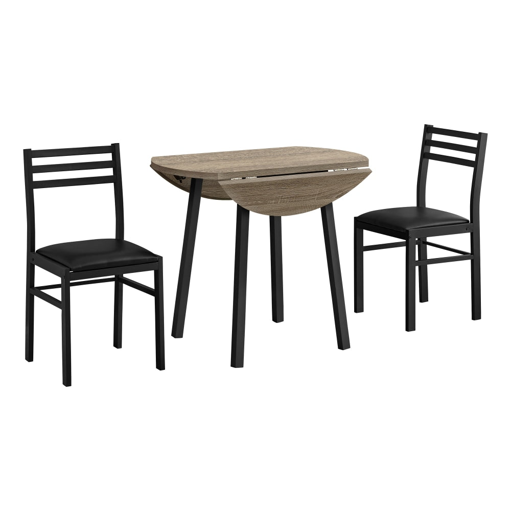 Monarch Specialties Amy Dining Set, 30inH x 35inW x 35inD, Dark Taupe/Black
