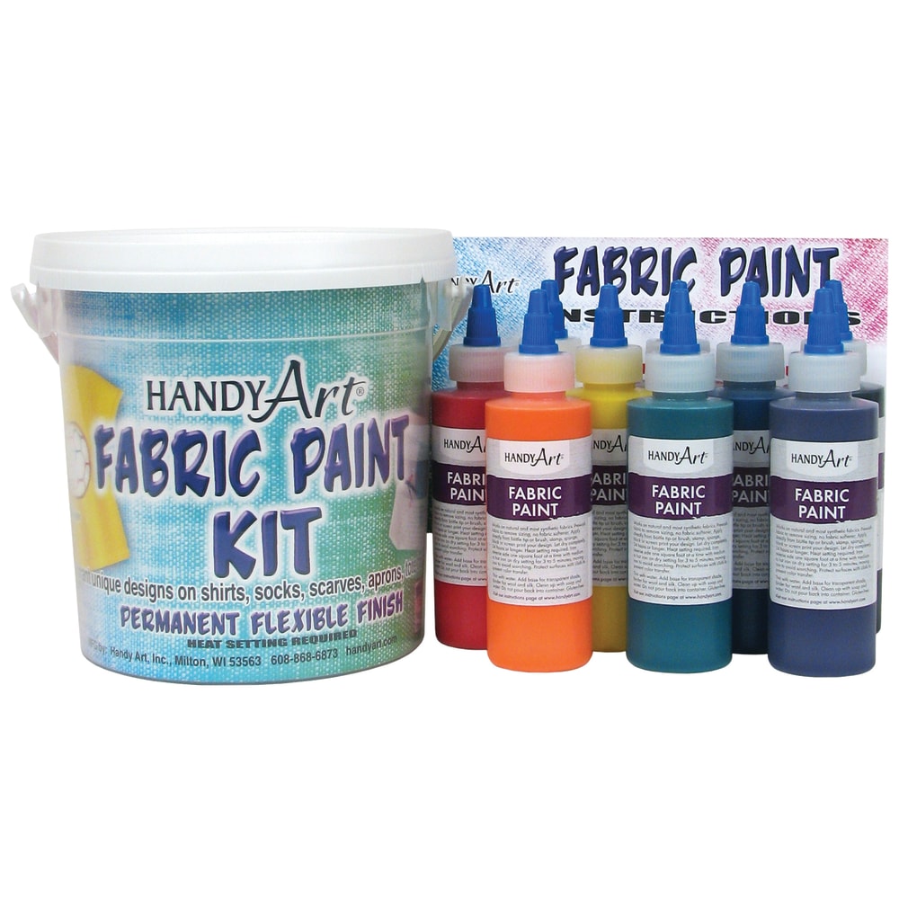 Handy Art Fabric Paint, Assorted Colors, 4 Oz, Pack Of 9