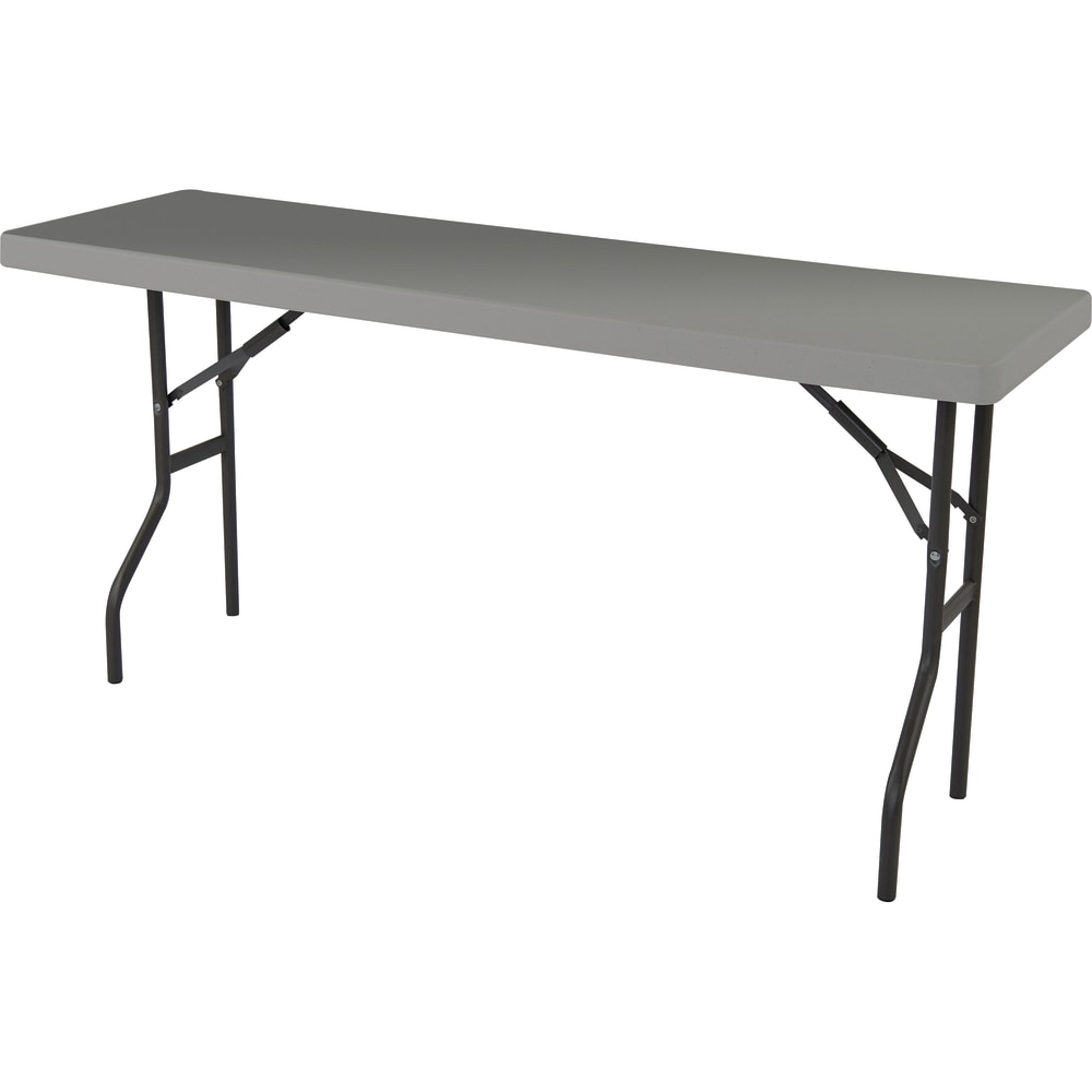 AbilityOne Blow-Molded Folding Table, 29inH x 18inW x 72inD, Charcoal Gray/Gray