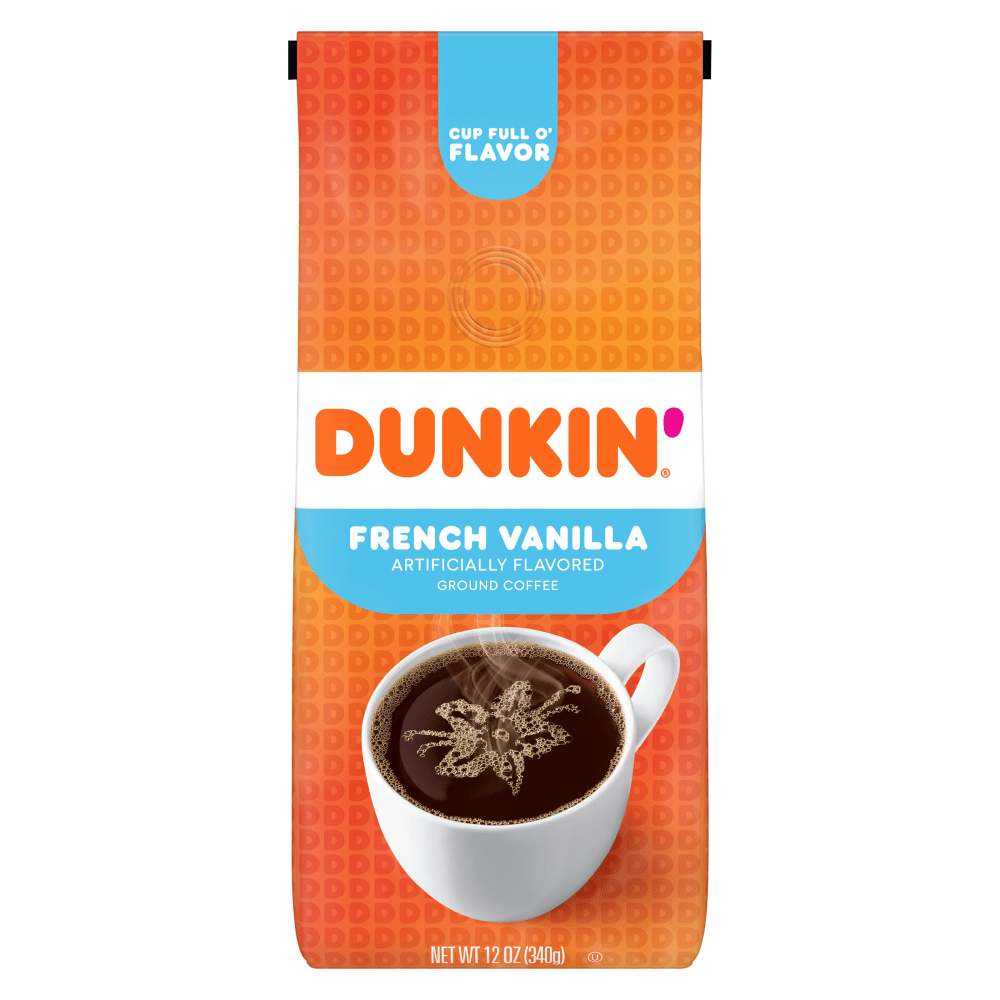 Dunkin Donuts Ground Coffee, French Vanilla, 12 Oz Per Bag