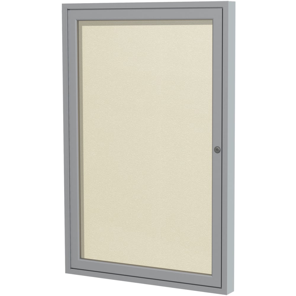 Ghent 1-Door Aluminum Frame Enclosed Vinyl Bulletin Board, 36in x 24in, Ivory