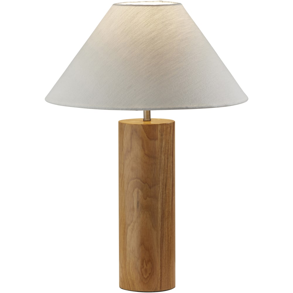 Adesso Martin Table Lamp, 25-1/2inH, White Shade/Natural Oak Base