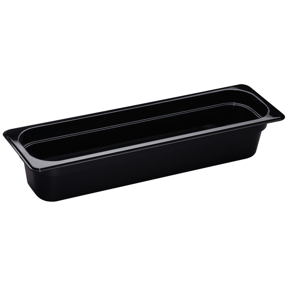 Cambro H-Pan High-Heat GN 1/2 Long Food Pans, 4inH x 6-3/8inW x 20-7/8inD, Black, Pack Of 6 Pans