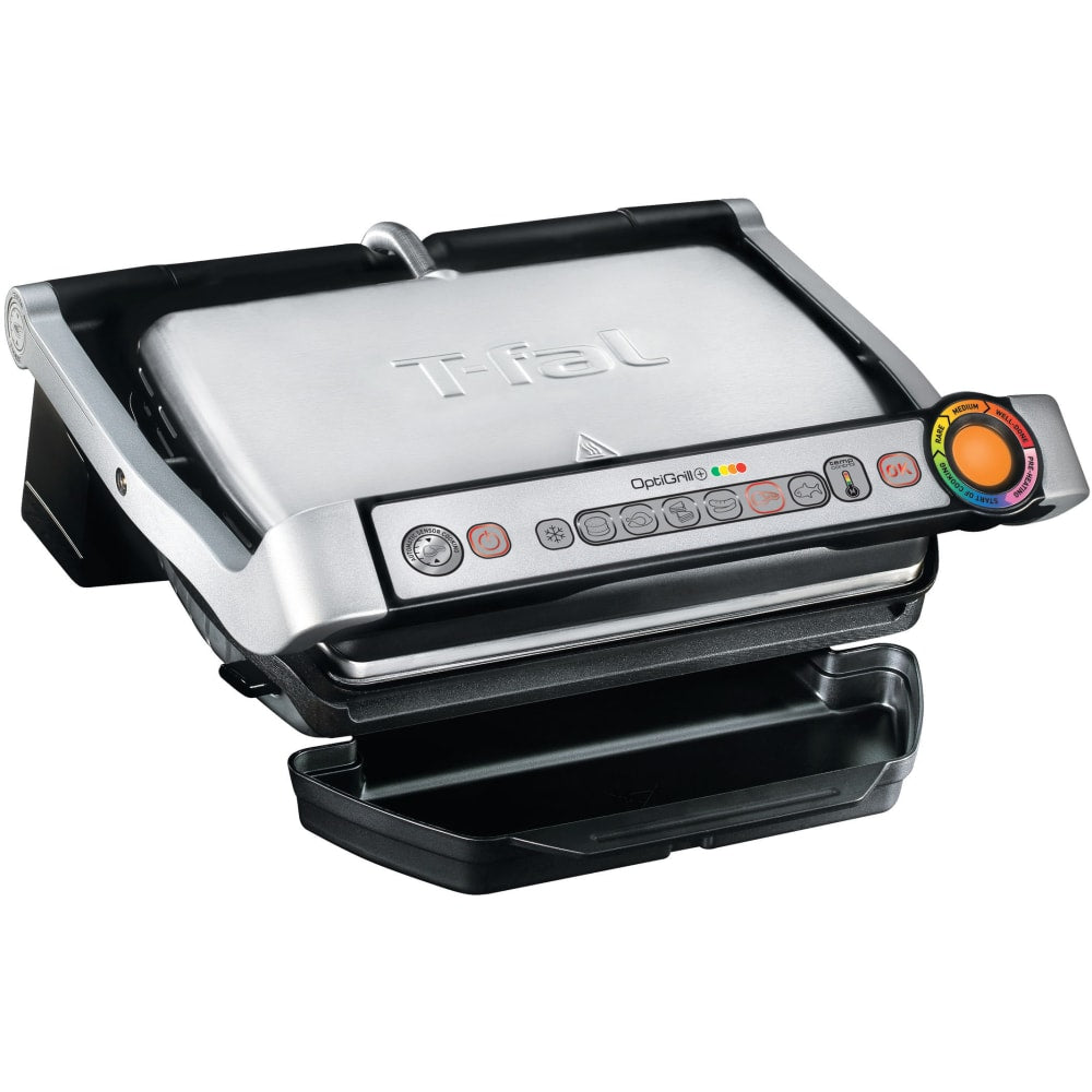 T-Fal Optigrill+, 14-3/4inH x 12-5/8W x 12-5/8inD, Silver