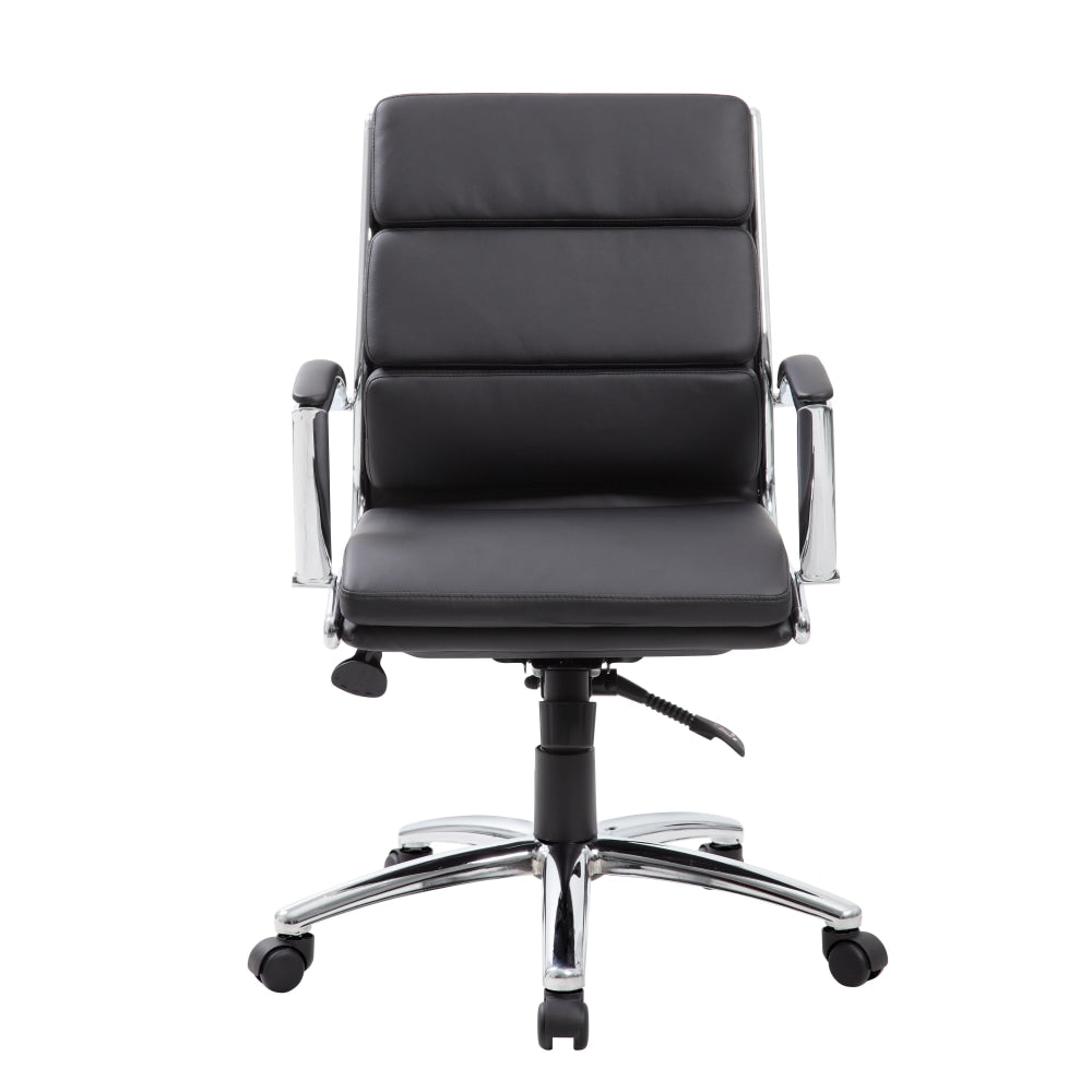Boss Office Products CaressoftPlus Mid-Back Chair, Black