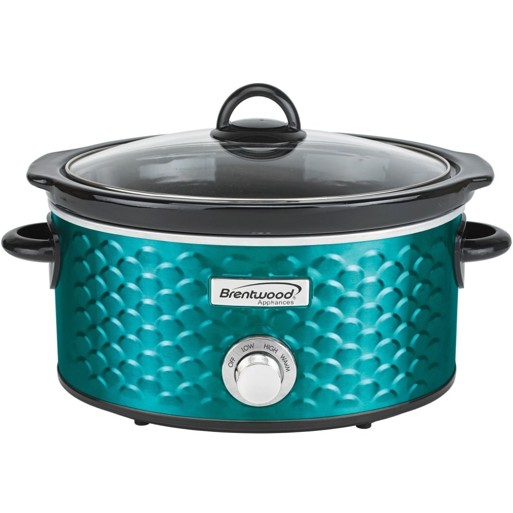 Brentwood SC-140BL Scallop Pattern 4.5 Quart Slow Cooker, Blue - 220 W1.13 gal - Cooking - Blue