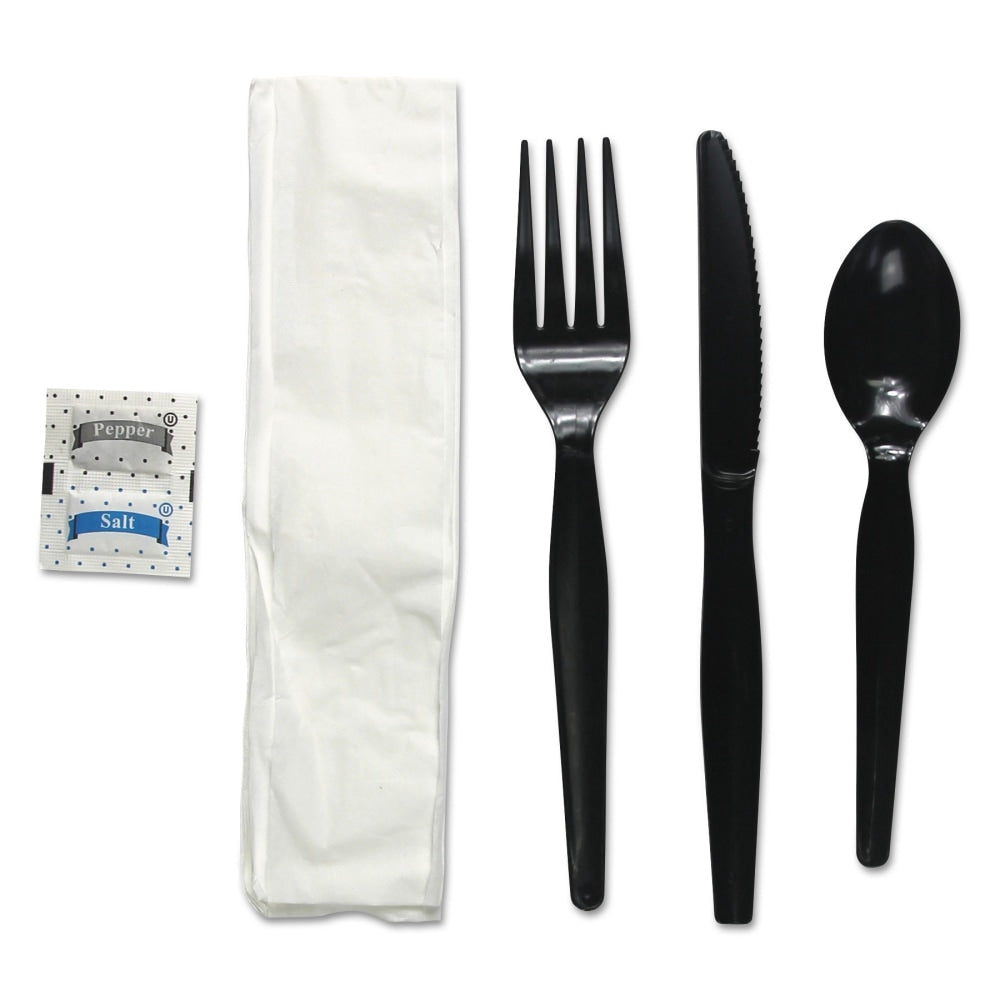 Boardwalk Heavyweight 6-Piece Cutlery Kits, Black, Pack Of 250 Kits