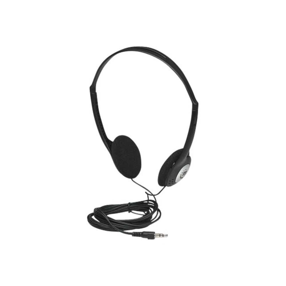 Manhattan Stereo On-Ear Headphones (3.5mm), Adjustable Split Headband, Foam Earpads, Speaker 80W max, Standard 3.5mm stereo jack/plug for audio output, cable 2.2m, Black, Three Year Warranty, Blister - Headphones - on-ear - wired - 3.5 mm jack