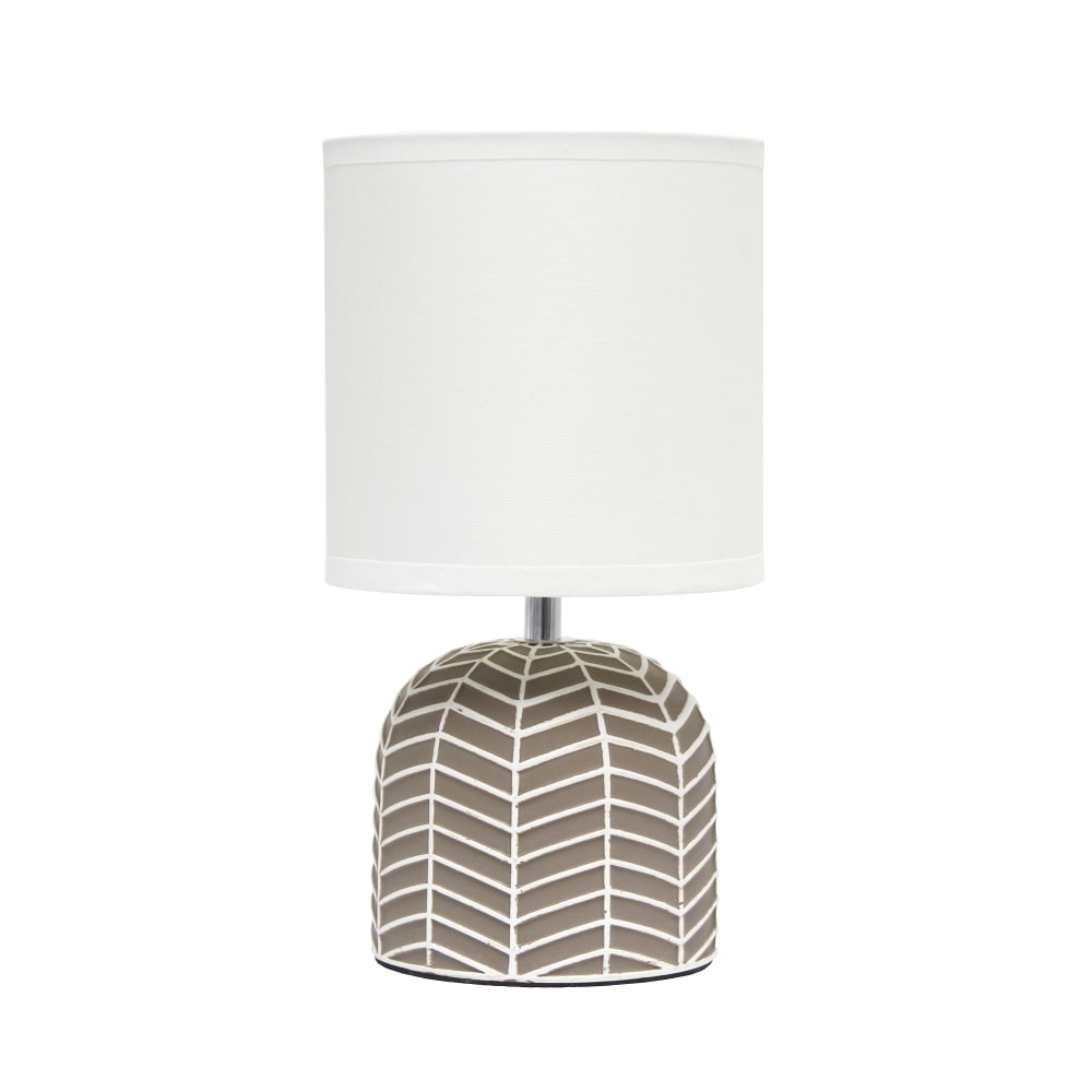 Simple Designs Petite Webbed Waves Base Table Lamp, 10-7/16inH, White/Taupe