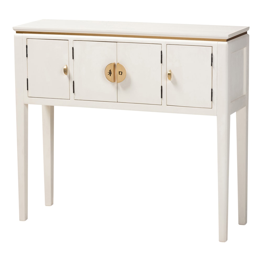 Baxton Studio 4-Door Wood Console Table, 33-1/2inH x 37-7/16inW x 11-1/4inD, White